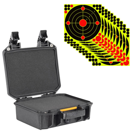 Pelican V100 Vault Small Pistol Case w/Foam, w/12x12" Target Stickers, 10-Pack