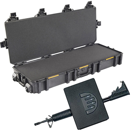 Pelican V730 Wheeled Vault Tactical Rifle Case, Black, with Assault Rifle Vault