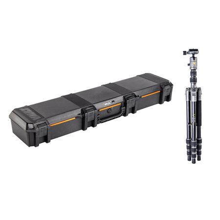 Pelican V770 Vault Single Scoped Rifle Case, Black with VEO 3 GO Al Tripod