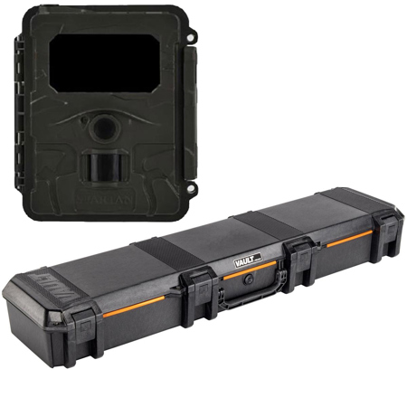 Pelican V770 Vault Single Scoped Rifle Case, Black, Bundle with HCO Outdoor Spartan 8MP HD Blackout Flash Trail Camera