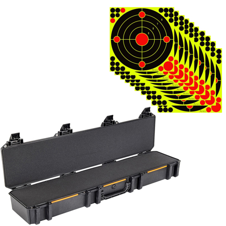 Pelican V770 Vault Single Scoped Rifle Case, Black, Bundle with 12x12" Splatter Shooting Target Stickers, 10-Pack