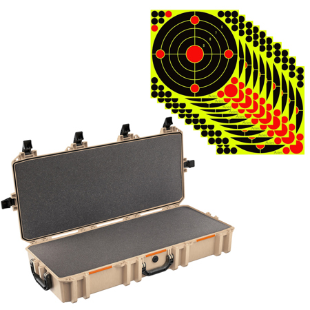 Pelican V700 Vault Takedown Rifle/Shotgun Case, Tan, w/Target Stickers, 10-Pack