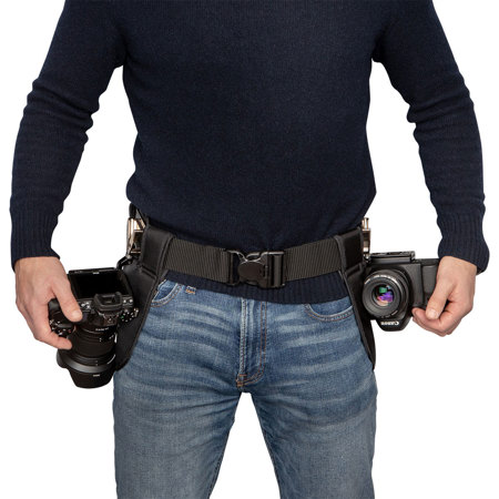 ProMediaGear SH1BK2 Dual Camera Holster System, 2x SH1 Holster, Belt and 2x Pads