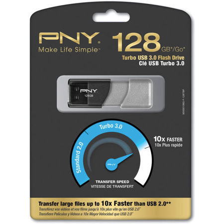 PNY Technologies Elite Turbo Attache 3 128GB USB 3.0 Flash Drive, Silver