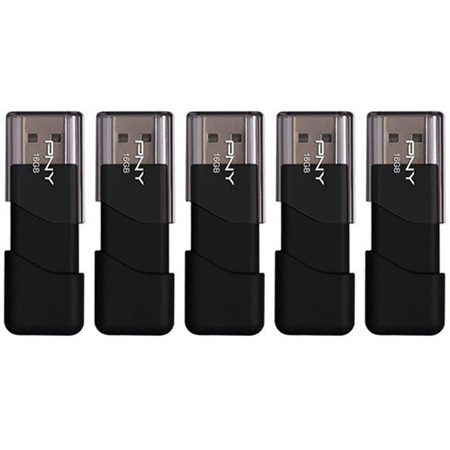 PNY Technologies Attache 3 16GB USB 2.0 Flash Drive, 5-Pack