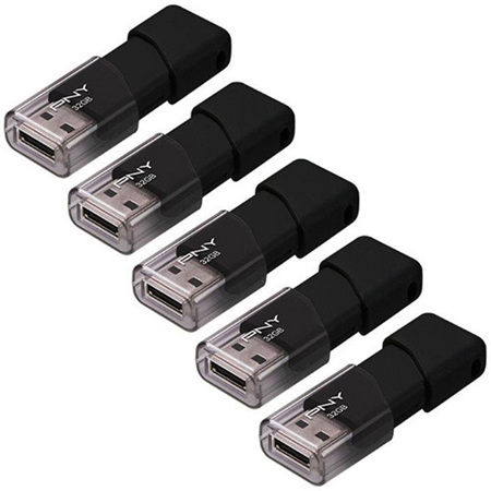 PNY Technologies Attache 3 32GB USB 2.0 Flash Drive, 5-Pack