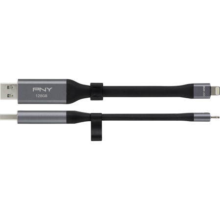 PNY Technologies Duo Link Sync & Charge 128GB USB 3.0 OTG Flash Drive,Metal Gray
