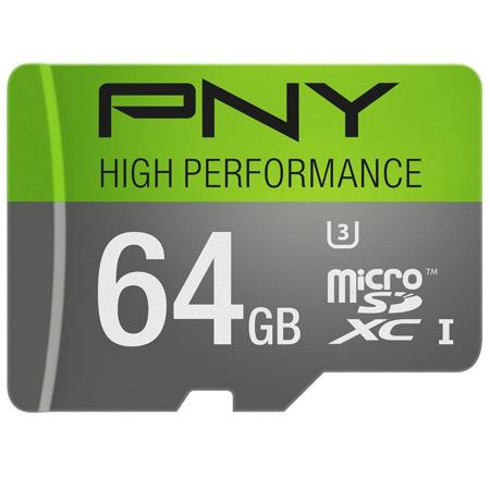 PNY Technologies 64GB High Performance microSDXC Class 10/UHS I U3 Memory Card