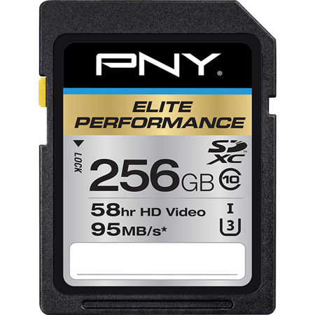 PNY Technologies 256GB Elite Performance SDXC Class 10 UHS I U3 Memory Card