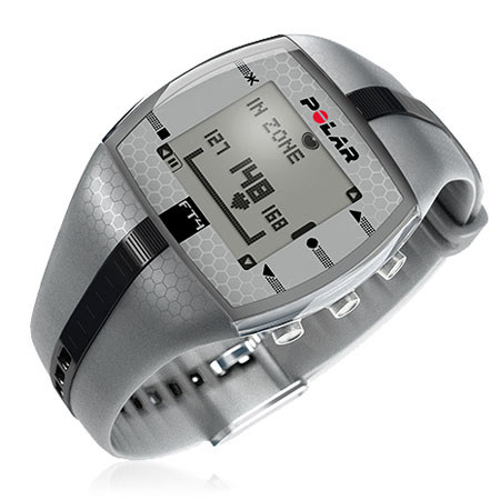 Polar FT4 Men's Fitness Heart Rate Monitor Watch, Silver / Black