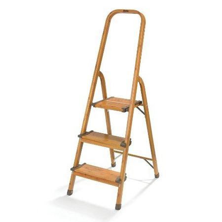 Polder 3-Step Aluminum Ultralight Ladder, Woodgrain Color