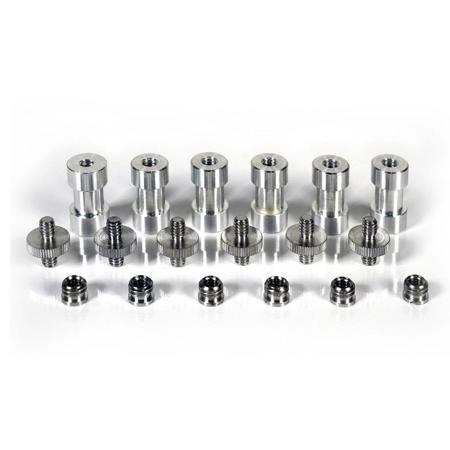 ProAm 6 Sets of 1/4 Female to 3/8 Female Light Stand Spigot Adapters, 1/4 Male to Male Screw Adapters & 1/4 to 3/8 Thread Converter Rings