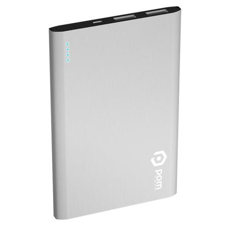POM Gear Matrix Flat Metal 4400mAh Power Bank, Chrome