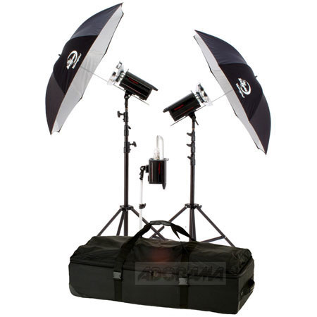 Photogenic PowerLight Professional Studio Power Kit with 2-PL2500DR Monolights, 1 300DR Powerlight, Stands, Umbrellas & Case (PL325K)
