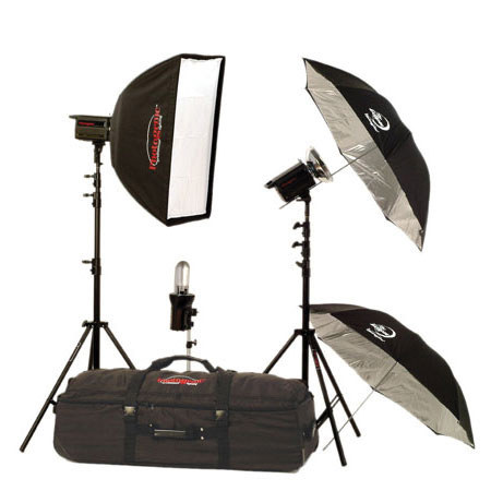 Photogenic 1320ws Solair Powerlight Kit with Two PL500DRC 500ws and One AKC320 StudioMax III Light, Stands, Reflector, Umbrellas, Softbox and Case. (PL350K)
