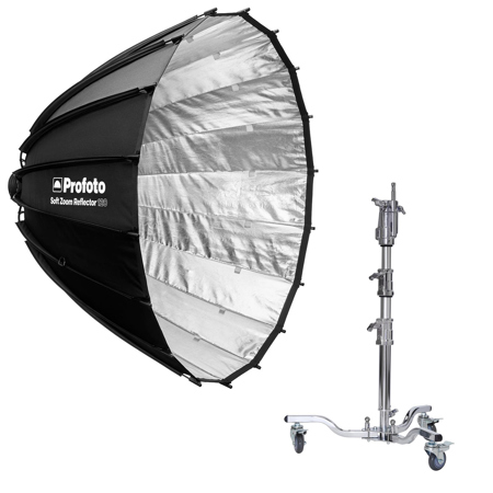 4' Soft Zoom Reflector Kit, Bundle with 3.8' Lowboy Steel Stand with Combo Head