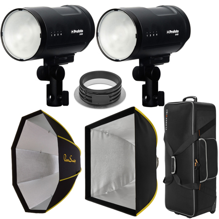 Profoto B10X Off Camera Flash Duo Kit, Bundle with ParaSnap 36" Octa Softbox, 24x34" Softbox and Hard Case