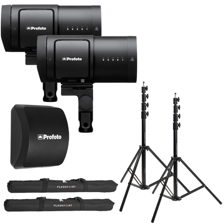 Profoto B20 250W Off Camera Flash Head Duo Kit, Bundle w/Battery, 2x 9.5' Stand