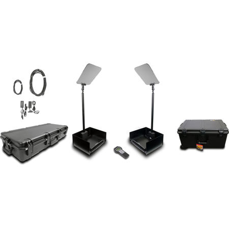 Prompter People ProLine Stage Pro Autostep 15" Presidential Teleprompter Kit, 400 Nit Brightness, Pair