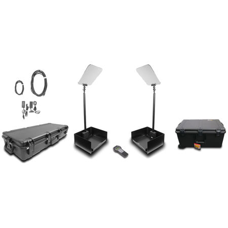 Prompter People ProLine Stage Pro Autostep 17" Presidential Teleprompter Kit, 400 Nit Brightness, Pair