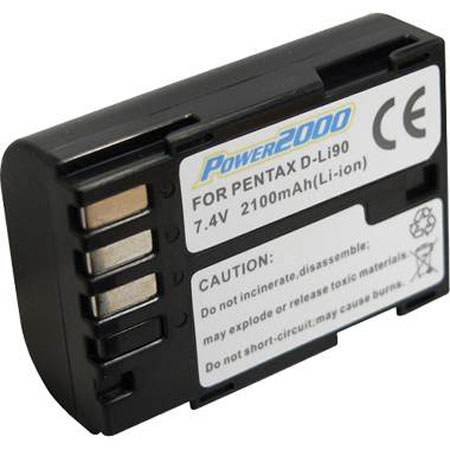 Power2000 DL-i90 7.4V 2100mAh Replacement Lithium-Ion Battery for Pentax DL-i90 Digital Camera Battery