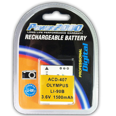 Power2000 LI-90B 3.6V 1500mAh Lithium-Ion Battery for Olympus Digital Cameras