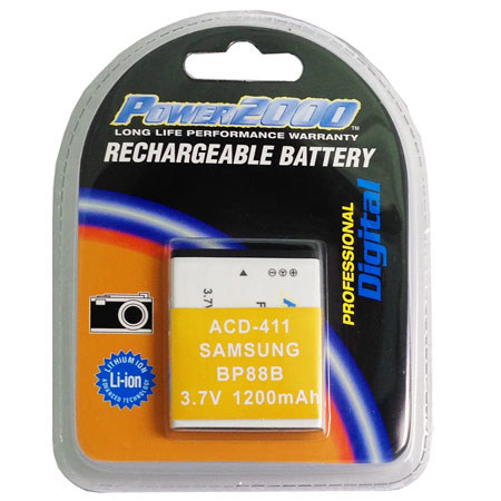 Power2000 BP-88B 3.7V 1200mAh Replacement Li-Ion Battery for Samsung Cameras