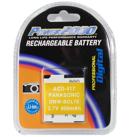 Power2000 DMW-BCL7 3.7V 800mAh Rechargeable Li-Ion Battery for Panasonic Cameras