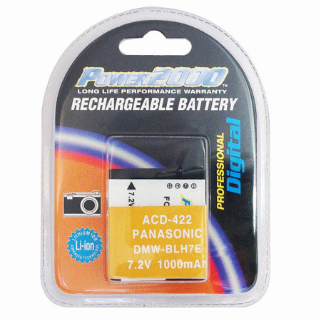 Power2000 DMW-BLH7E 7.2V 1000mAh Li-Ion Battery for Panasonic Digital Cameras