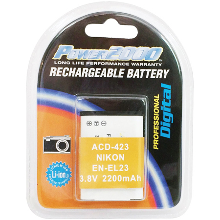 Power2000 EN-EL23N 3.8V 2200mAh Rechargeable Li-Ion Battery for Nikon Coolpix