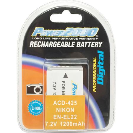 Power2000 EN-EL22 7.2V 1200mAh Rechargeable Li-Ion Battery for Nikon Cameras
