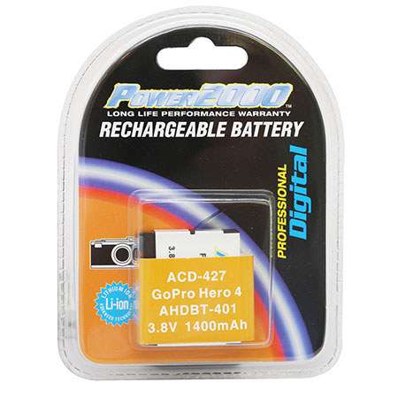 Power2000 AHDBT-401 3.8V 1400mAh Rechargeable Li-Ion Camcorder Battery for HERO4