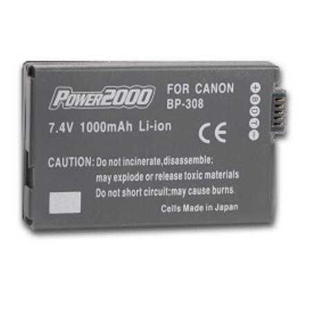 Power2000 BP-308 7.4V 1000mAh Replacement Lithium-Ion Camcorder Battery