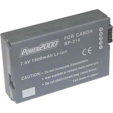 Power2000 BP-214 7.4V 1800mAh Replacement Li-Ion Camcorder Battery for Canon