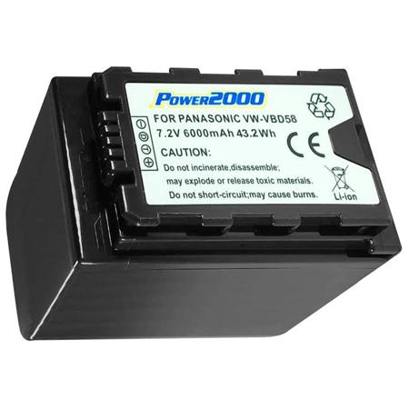 Power2000 7.2V 6000mAh Battery for Panasonic VW-VBD58 Camcorder Battery