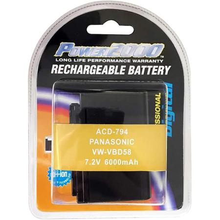 Power2000 7.2V 6000mAh Battery for Panasonic VW-VBD58 Camcorder Battery