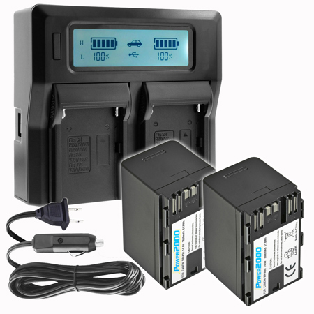 Power2000 2x Canon BP-A30 14.4V 3600mAh Li-Ion Battery w/Dual Bay LCD Charger
