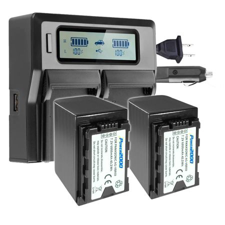 Power2000 2x Panasonic AG-VBR59 7.2V 6000mAh Li-Ion Battery w/Dual Bay Charger