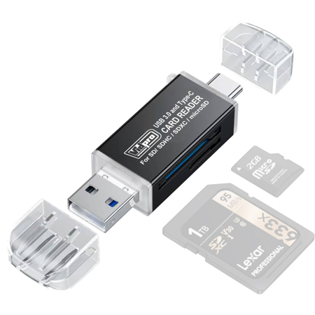 VidPro CR-TC3 USB-A/USB-C 3.0 SD and microSD OTG Card Reader