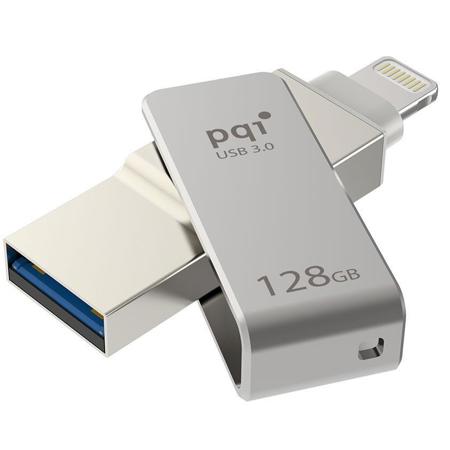 PQI iConnect Mini 128GB Mobile Flash Drive with Lightning Connector, Iron Gray