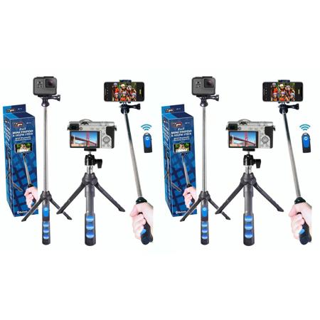 VidPro 2 Pack 2-in-1 Mini Tripod & Selfie Stick with Bluetooth Remote Control