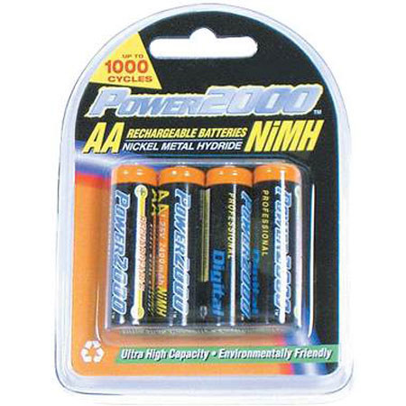 Power2000 AA 2950mAh Rechargeable NiMH Battery, 4-Pack