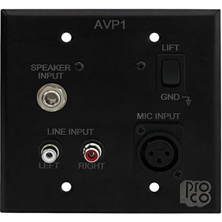 Pro Co Sound AVP1 Audio-Visual Passive Interface Wallplate, Black