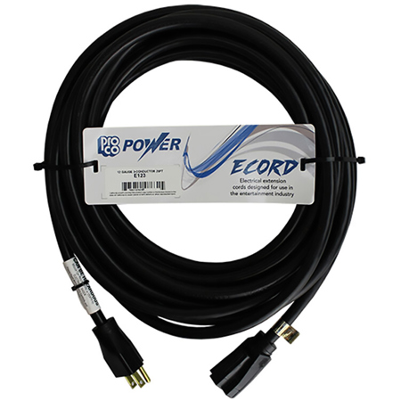 Pro Co Sound E163 50' NEMA 5-15P Male to NEMA 5-15R Female Power Extension Cable