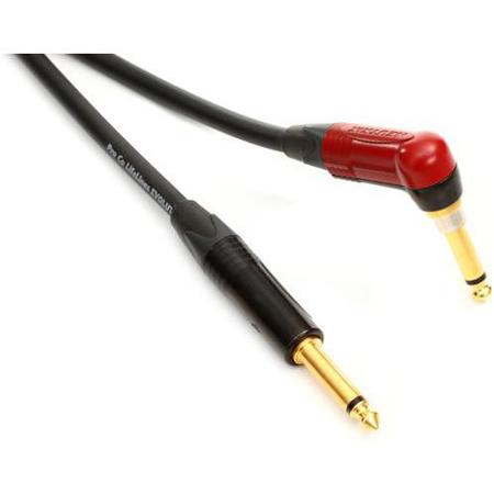 Pro Co Sound EVLGCSLN-10 10' Lifelines EVOLUTION Silent Instrument Cable, 1/4" TS Male to 1/4" TS Male Right Angle Connector