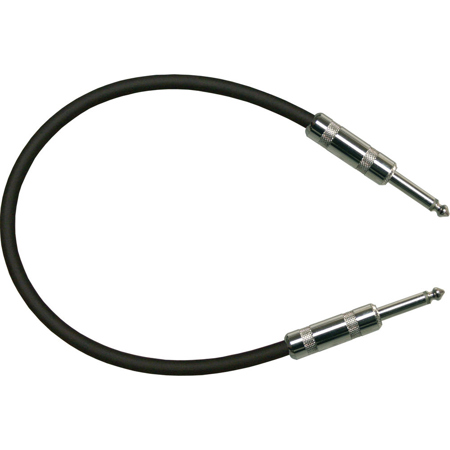 Pro Co Sound G1-1 1' 24 AWG Guitar Instrument Cable with 2x 1/4" Connectors, Black