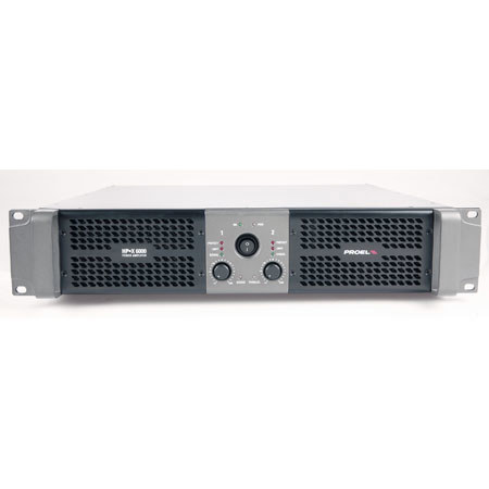 Proel Stereo Power Amplifier, 2x3000W at 2 Ohm Load with Switchable Clip Limiter