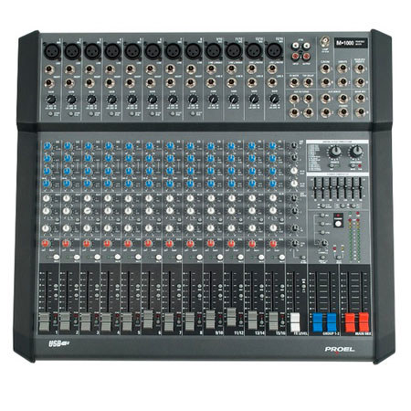 Proel M1000USB 1000W 2 Channel Powered Mixer