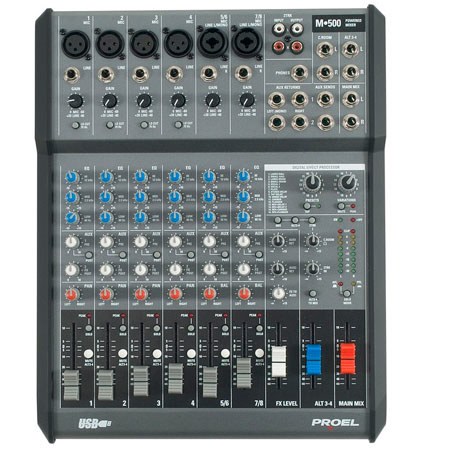 Proel M500USB 2 Channel Powered Mixer