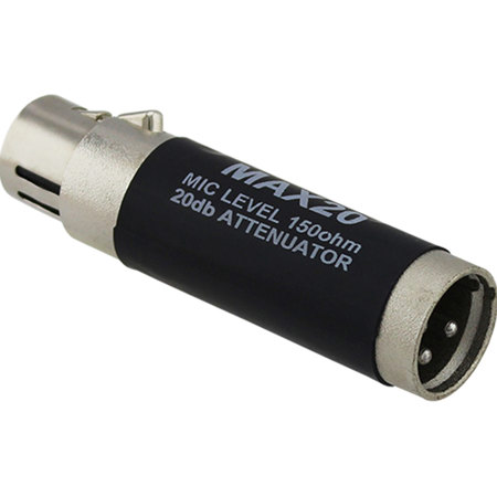 Pro Co Sound MAX-20 In-Line Pad with 20dB of Mic Attenuation, XLR Barrel